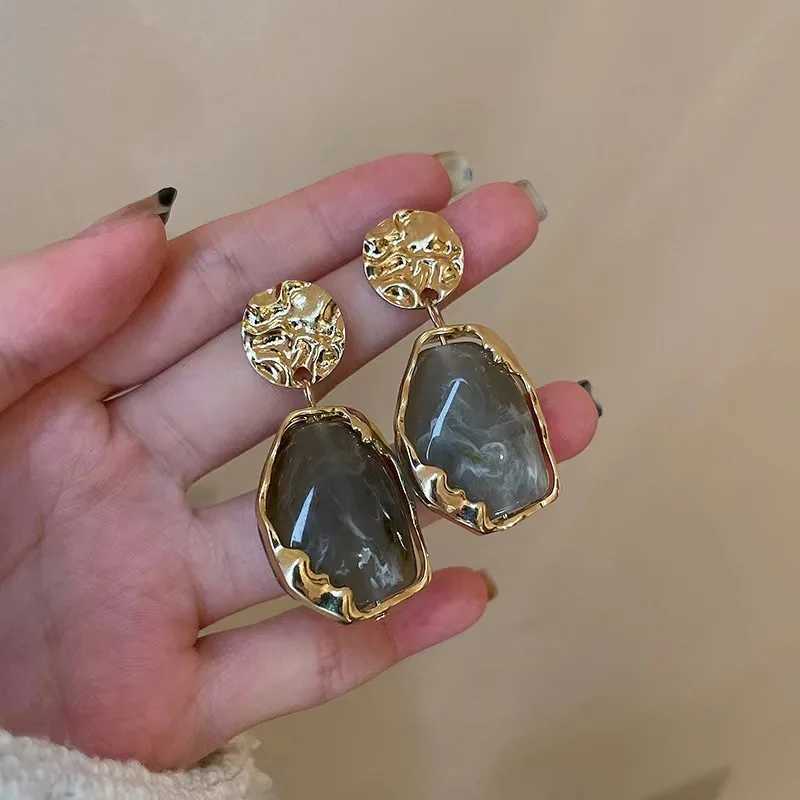 925 Silver Needle Fashion Pendant Earrings Trend Vintage Geometry Acrylic Earrings for Women 2023 Korean Bohemia Jewelry Gift XJ250623