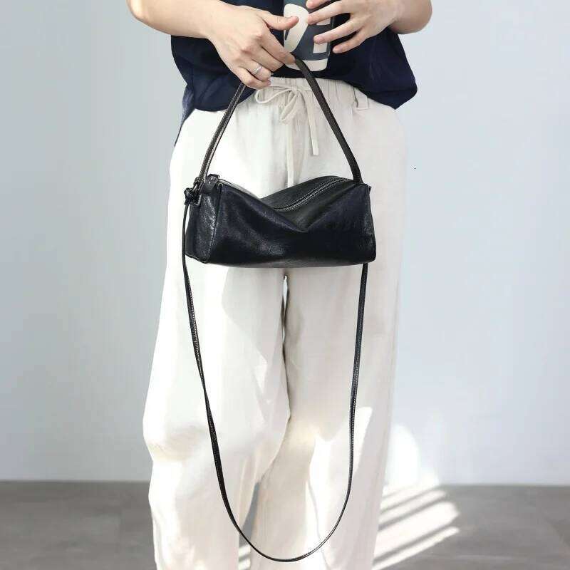 Genuine Leather Zipper Crossbody Bags For Women Fashion Handbag Soft Single Shoulder Bag Versatile And All Matching