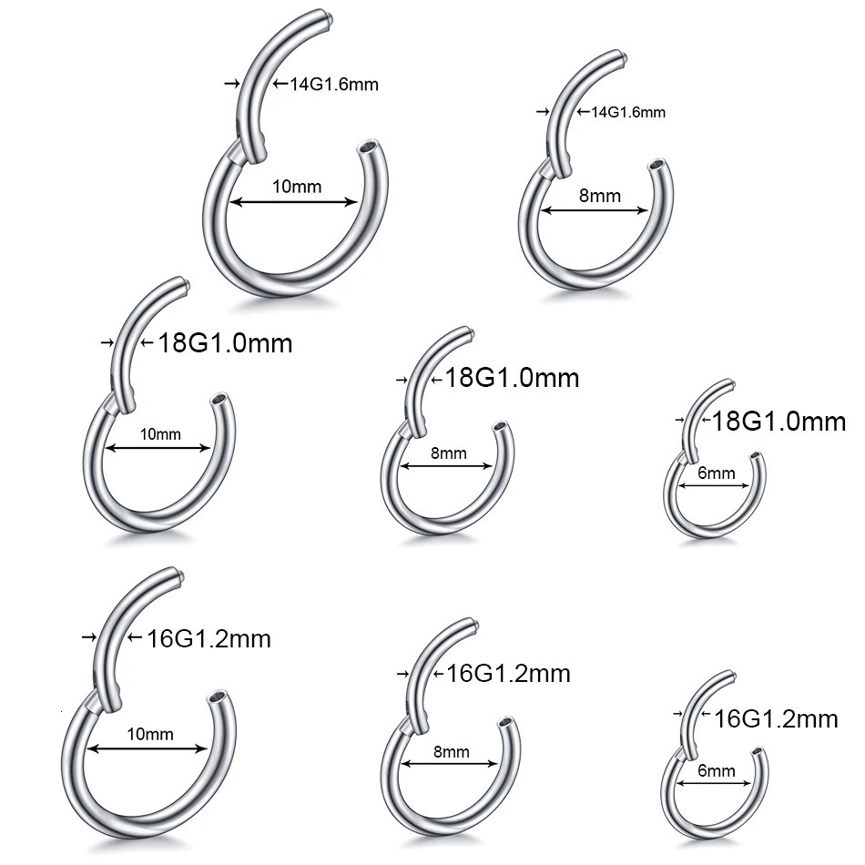 1PC Steel Hinged Segment Nose Ring Piercing Punk Lip Hoop Septum Eyebrow Cartilage Ear Helix Body Jewelry 250613