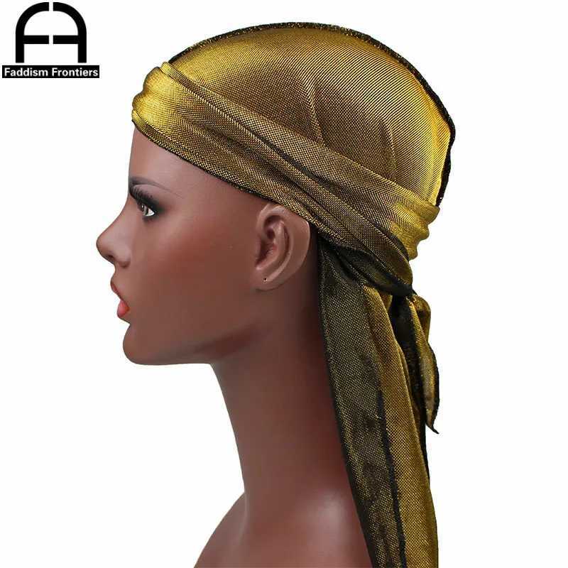 New Mens Shiny Mesh Durags Turban Hat Bandanas Breathable Men Durag Doo Rag Headwear Headband Hair Accessories Waves Caps M250623