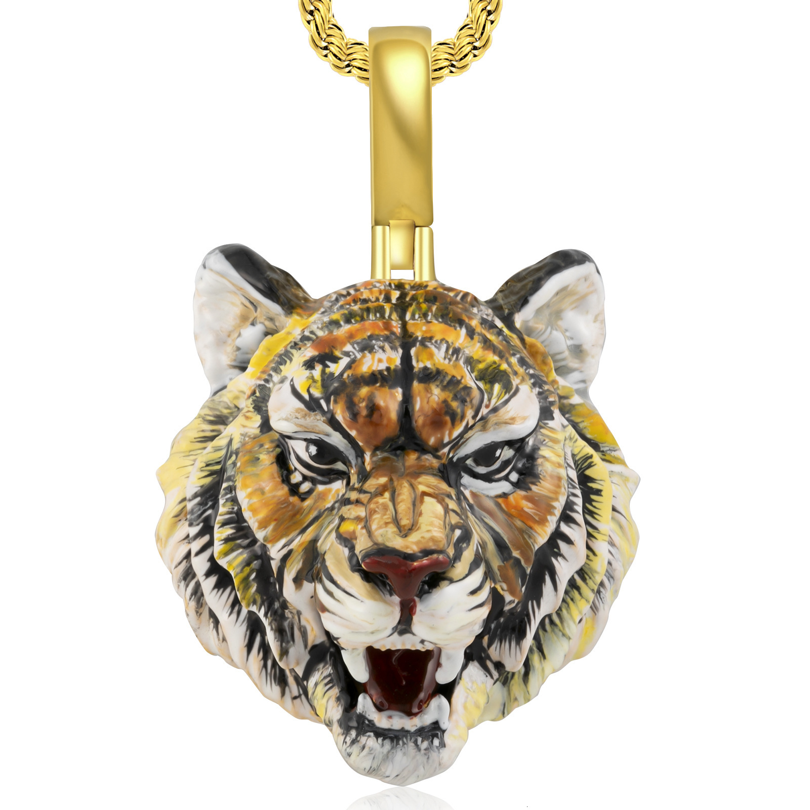 Luxury Designer Hip Hop Punk Tiger Head Pendant Light Luxury Personalized Premium Trendy Cool Statement Necklace