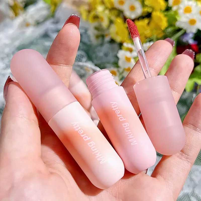 Peach Pink Matte Liquid Lipstick Waterproof Sexy Velvet Lip Glaze Lasting Highly Pigmented Lipstick Bean Paste Lip Gloss Makeup XJ250623
