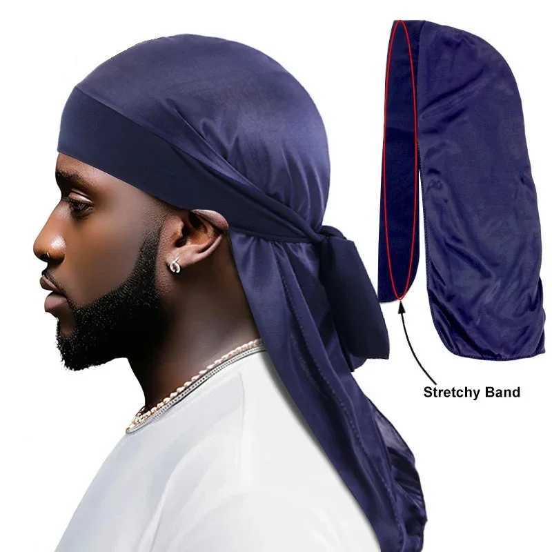 Unisex Mens Silky Durag Long Tail Silky Scarf Muslim Doo Rag Pirate Hat Durag Chemo Caps Skull Hat Turban Hair Band Bandanas M250623