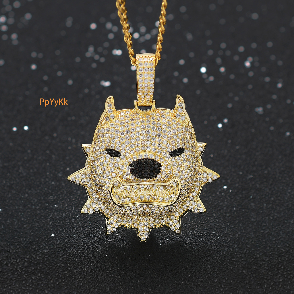 Luxury Moissanite Necklace Hip Hop Jewelry Pitbull Dog Head Pendant Trendy Iced Out Accessory Pass the diamond tester