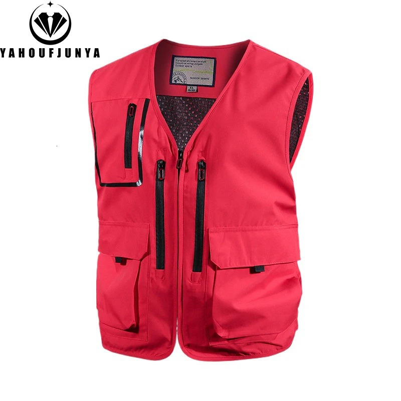 2025 Summer Men Many Pocket Thin Tool Outdoor Casual Vest Men Camping Fishing Breathable Loose Sleeveless Vest Male Waistcoat 250617
