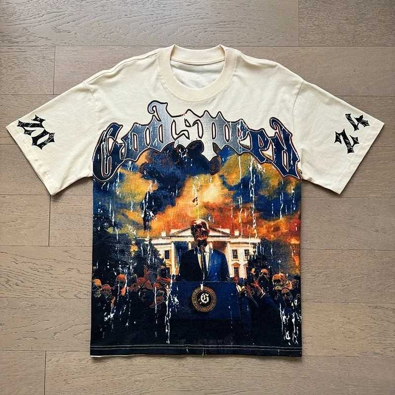 2025 Summer Godspd Black T-shirt Basketball Skull Round Neck Vintage Short Sleeve God Spd Ts Men Women Cotton Tops X250623