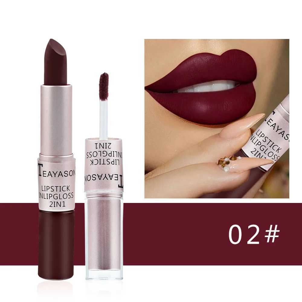 1PC Punk Lipstick Sexy Lip Gloss 2 In 1 Lip Tint Waterproof Long-Lasting Moisture Red Lip Matte Lipstick Makeup For Women XJ250623