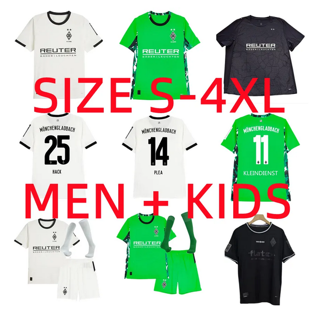 25 26 Borussia Monchengladbach soccer Jerseys 2025 2026 MANU KONE BENSEBAINI ELVEDI THURAM STINDL PLEA HOFMANN MEN Set KIDS KIT foootball shirts