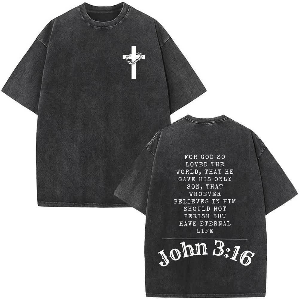 Christian Jesus Faith Over Fear Bible Verse Washed T-shirt Men Women Vintage Oversized Top Harajuku Cotton T-shirt Casual X250623