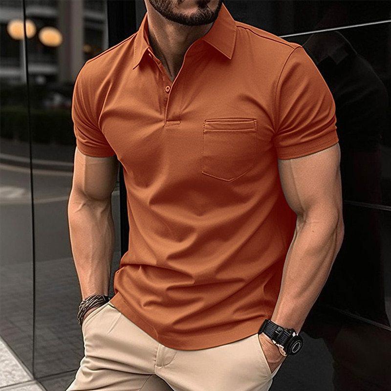 Men's Polo shirt fashionable short-sleeved T-shirt chest pocket men's sports polo shirt European size: S-3XL