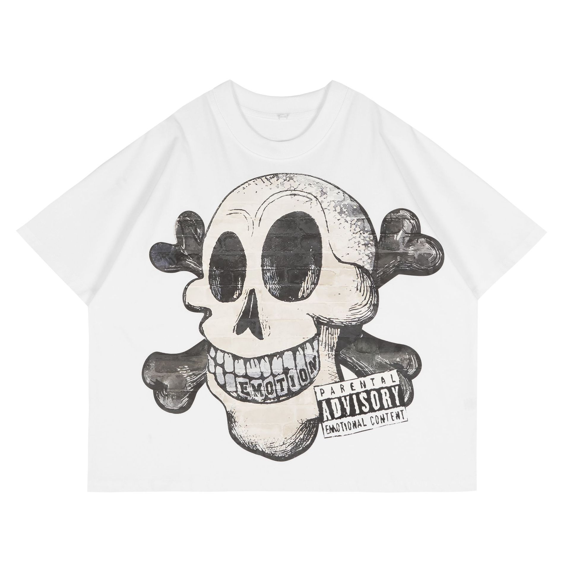 High Street Mix Emotion Summer Fashion Hip-Hop Retro Cartoon Print Short Sleeve Tee