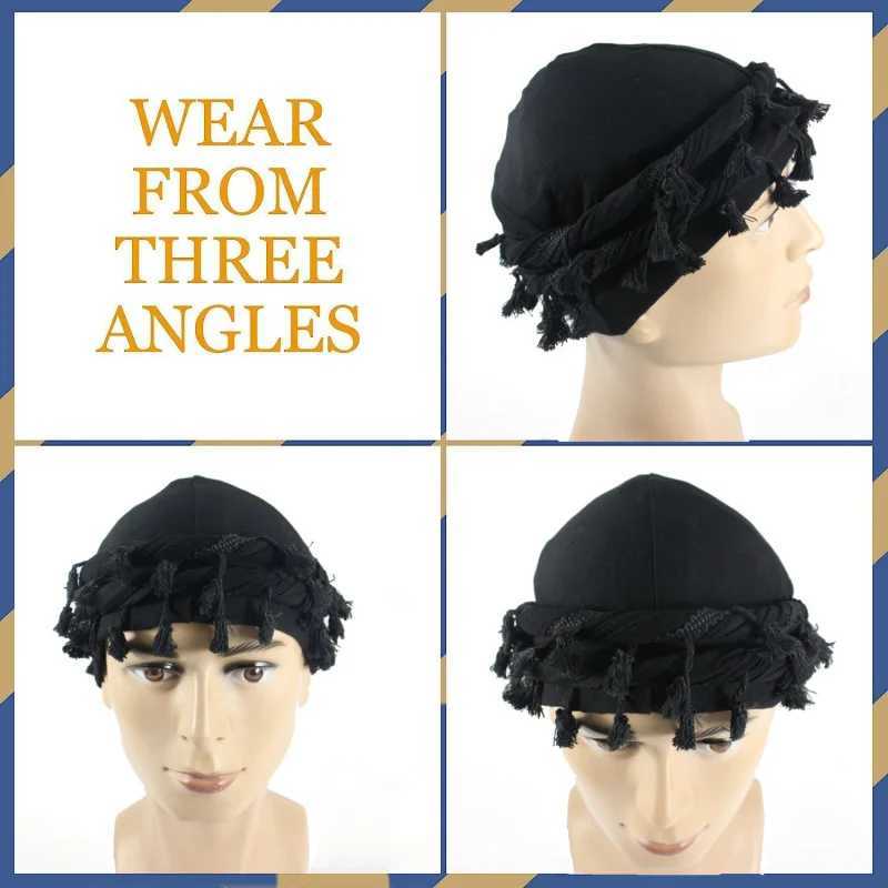 Mens Hip Hop Personality Turban Hats High Quality Satin Lining Twist End Head Scarf Solid Color Fashion Silk Satin Man Durag M250623