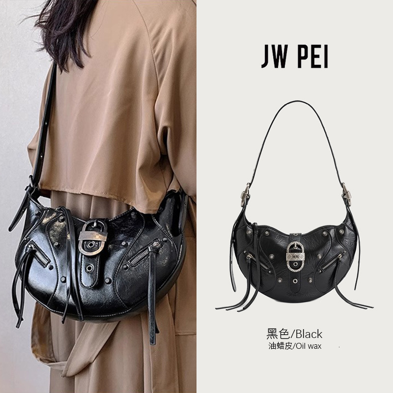 DHAL JWpei Large Capacity Motorcycle High-End Niche Design Light Luxury Genuine Leather Crossbody Shoulder designer bags Bag for Women