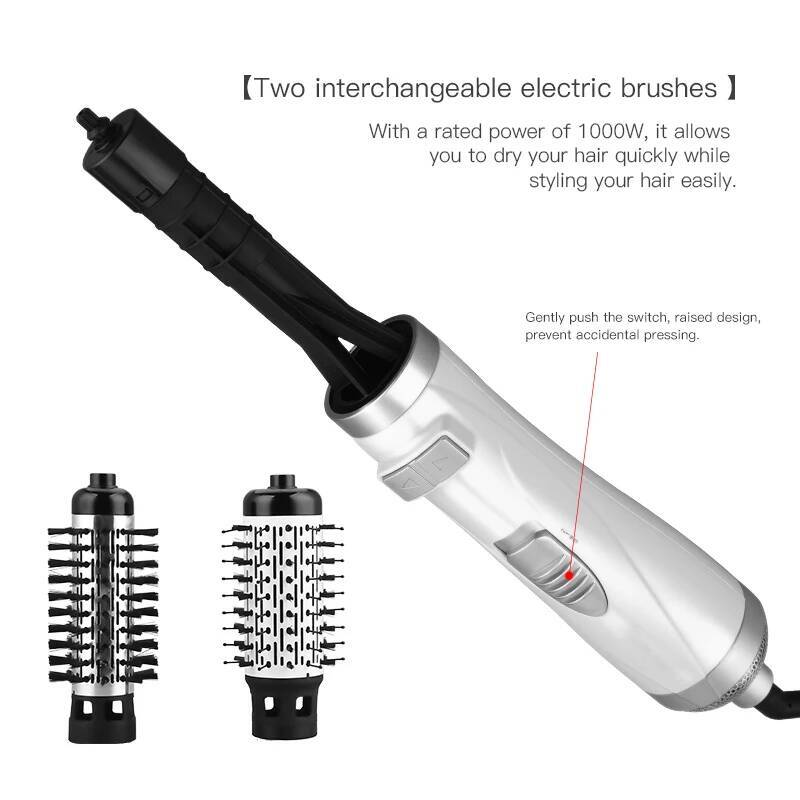 2024 Electric Negative Ion Rotating Hot Air Brush 2-in-1 Wet Dry Hair Portable Comb for Household Blow Dryer Use