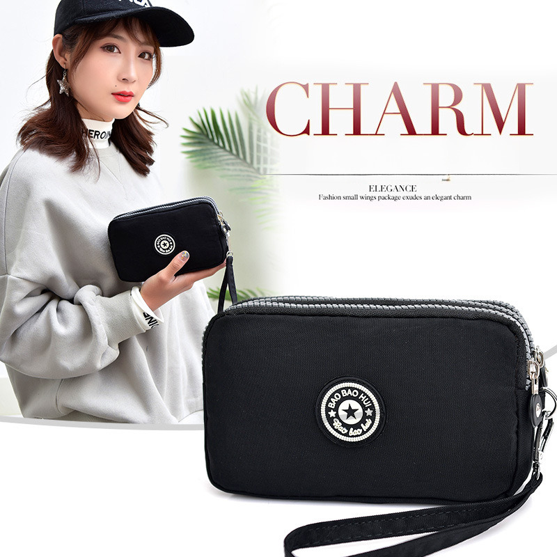 Free Shipping 2025 New Designer Bag Women's Long Coin Purse New Model Phone Bag Three-layer Zipper Large Capacity Clutch Fabric Small Bag