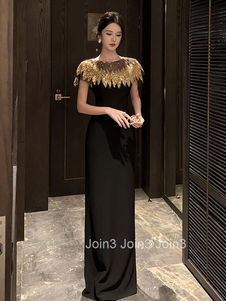 Women Clothes Black Elegant Luxury Sequin Sexy Sling Slim Maxi Long Dress Fashion Evening Party Club Prom Vestidos Robe Beach