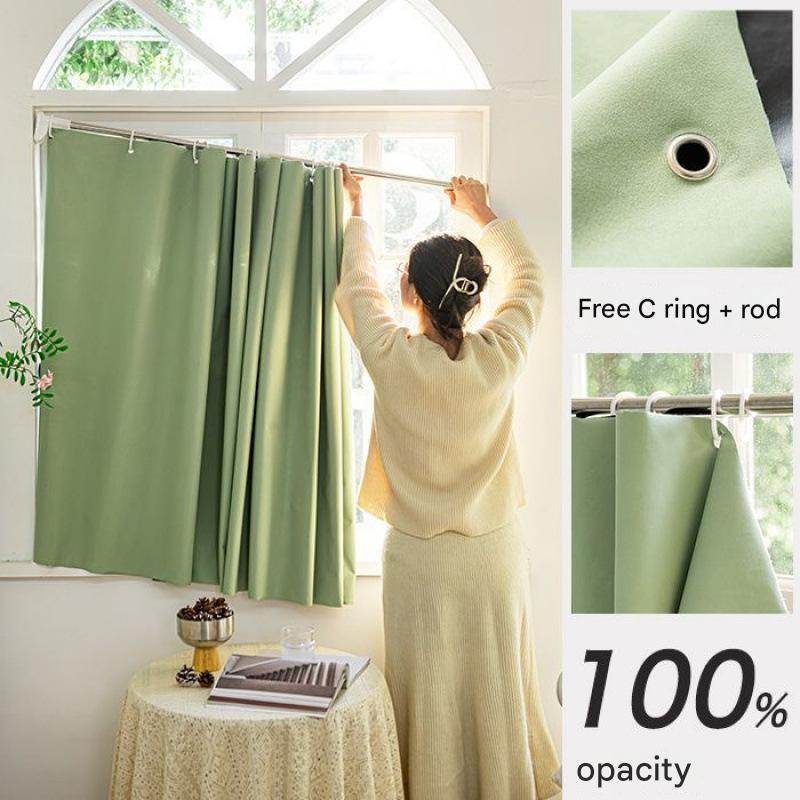 B316 punch-free full blackout small curtain sunshade cloth new bedroom shade curtain rental room heat insulation and sound insulation