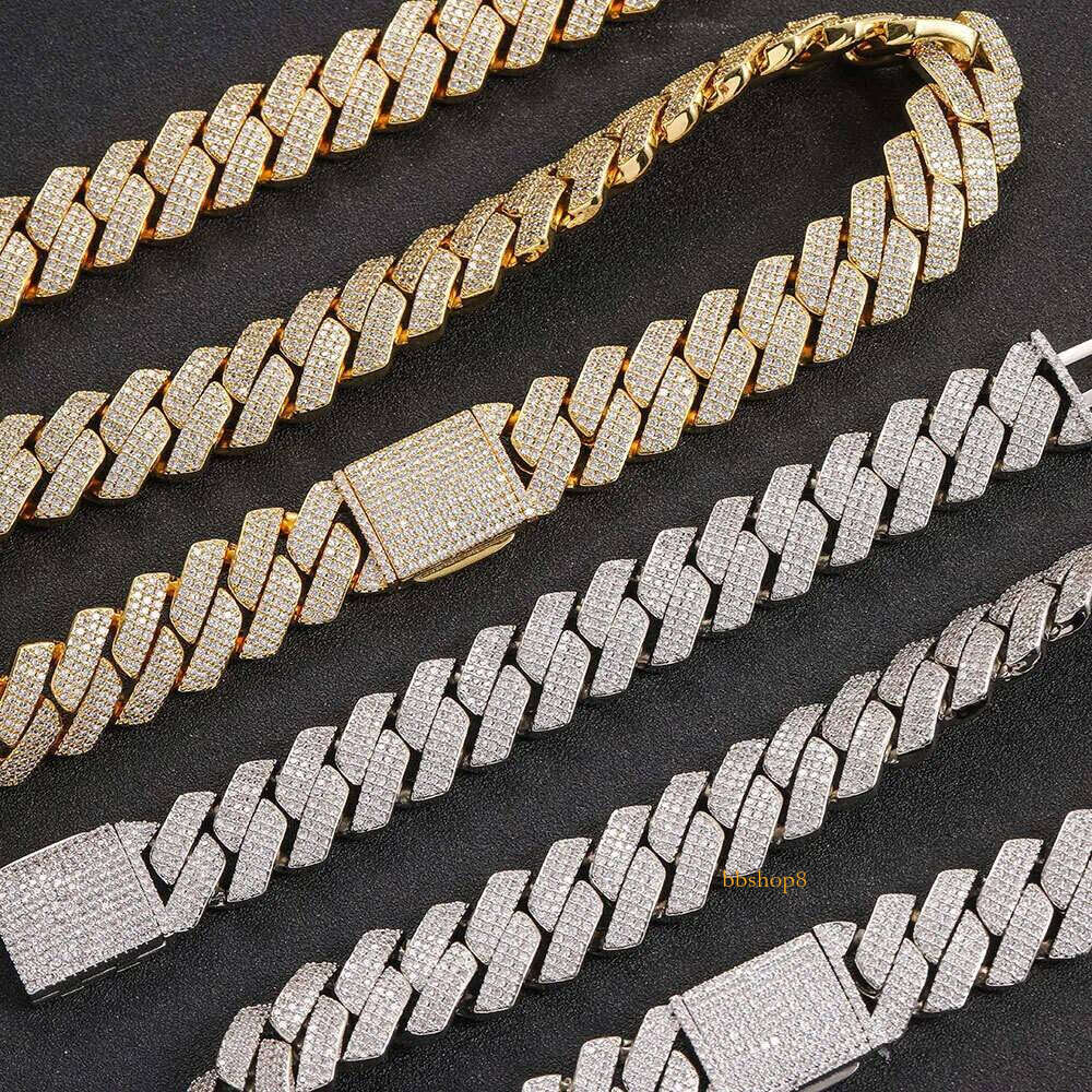 necklace moissanite chain 25mm Hip Hop Jewelry Chain Gold Plated Iced Zircon Miami Thick Cuban