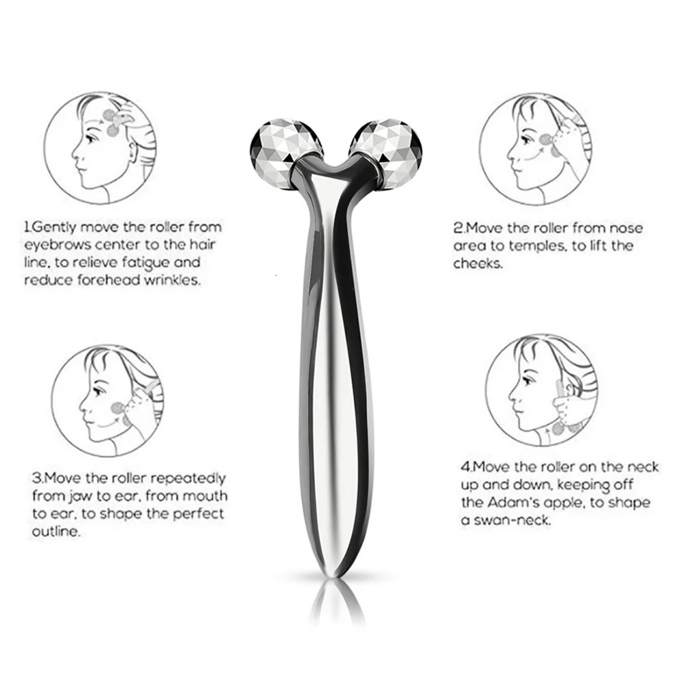 360 Rotate Silver Thin Face Full Body Shape Massager Lifting Fatigue Remover 3D Roller Massager Facial Massage Relaxation Tools 250619