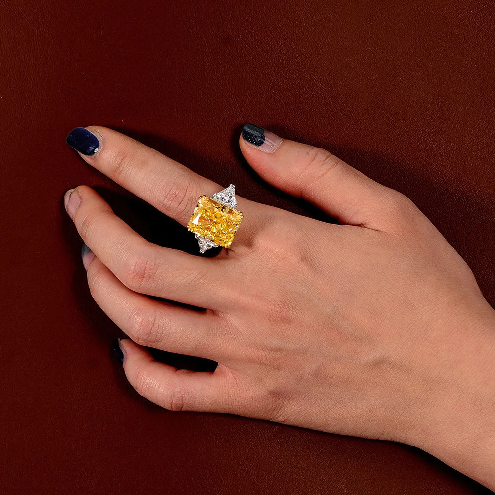 Exquisite Ice Flower Cut Surface 11 * 13 Large Zircon Adjustable Ring for Engagement Jewelry Gifts To Partners 250617