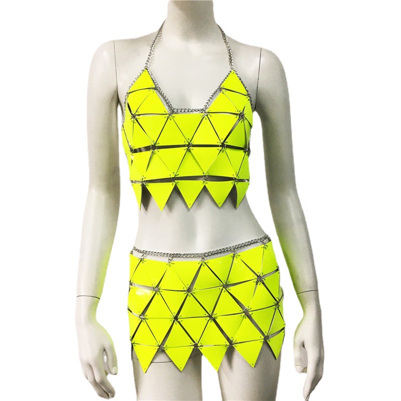 Stage Wear Dance Accessories Accessory holographic leather body chain party music festival sexy sequin chest chain waist chain set