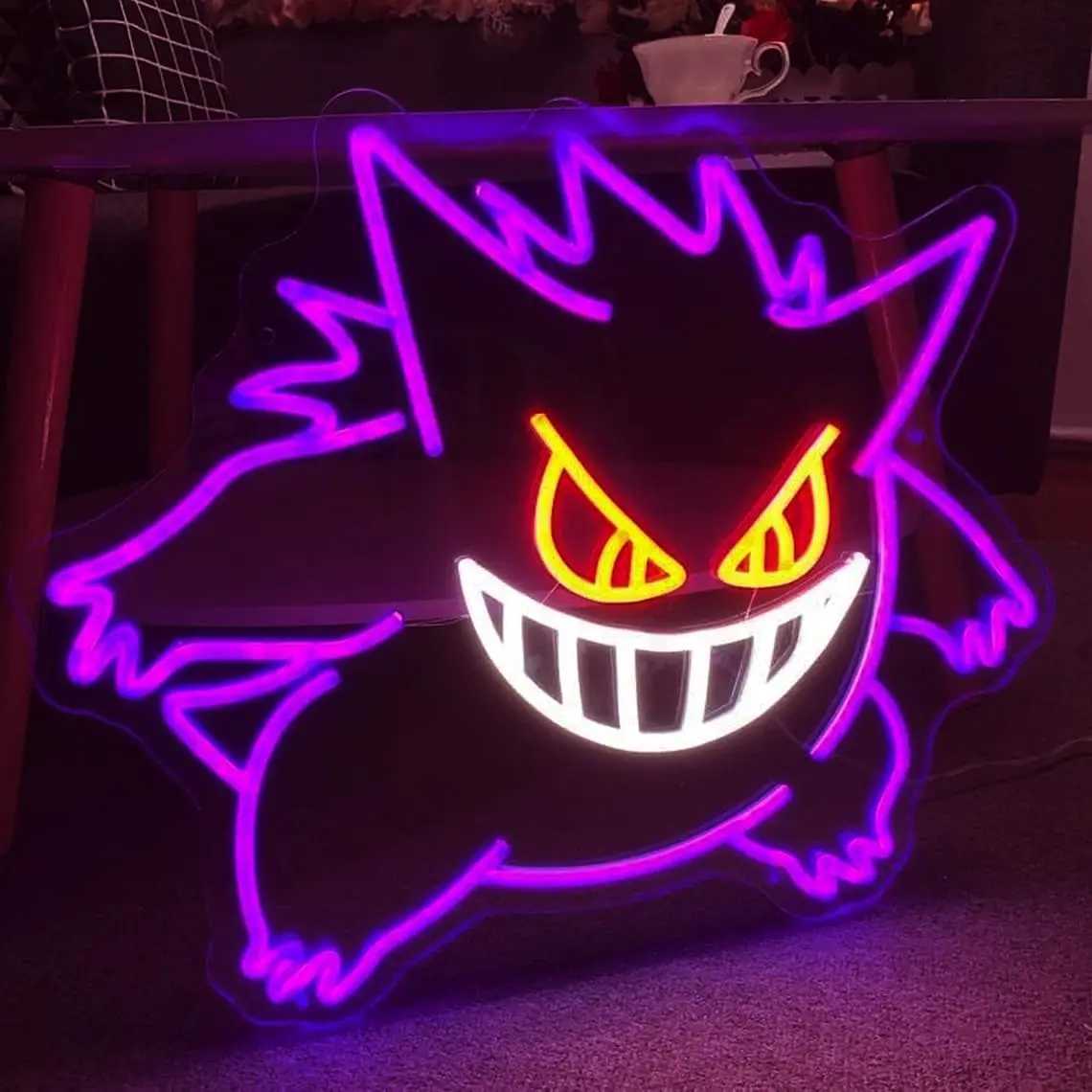 Gengar Cartoon LED Neon Sign MINISO Dimmable USB Wall Light for Gaming Room Man Cave Anime Style Birthday Gifts for Kids Teens A X2506231