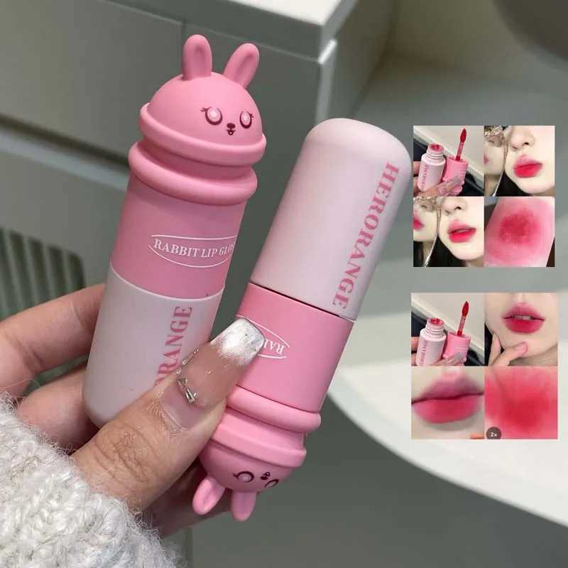 Cute Rabbit Matte Lip Mud Liquid Lipstick Waterproof Rose Lip Gloss Lasting Waterproof Smoky Nude Purple Lip Tint Korean Makeup XJ250623