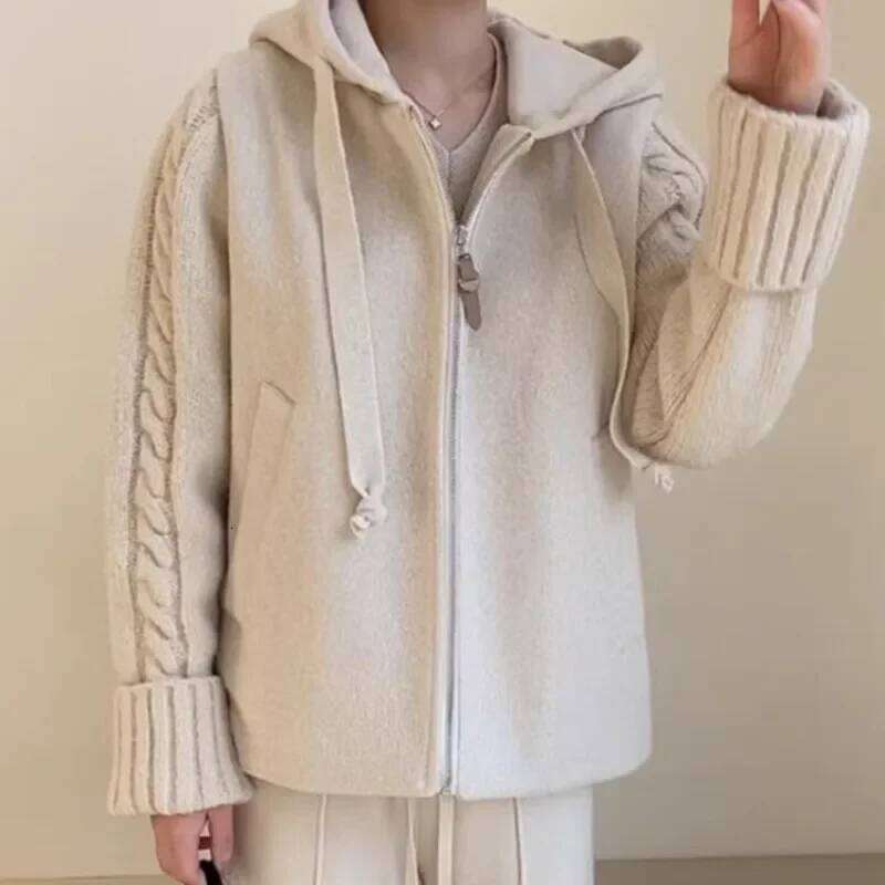 Twist Women 2025 Outerwears Loose Casual Abrigos Invierno Hooded Long Sleeve Jacket Autumn Winter Chaquetas Mujer Jackets
