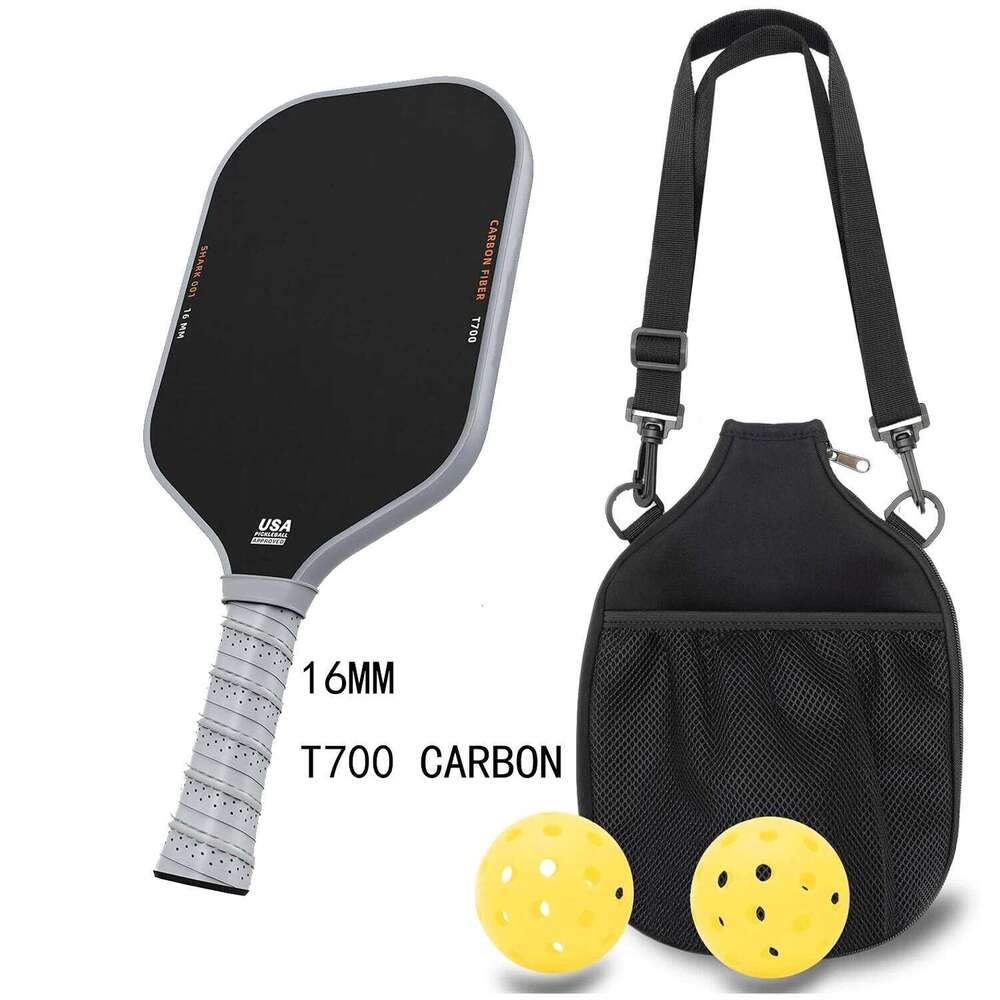 Paddles Set T700 Carbon Fiber 16mm Shark Power Polymer Core The Pickleball Rackets Designed Ultimate Spin Consistency