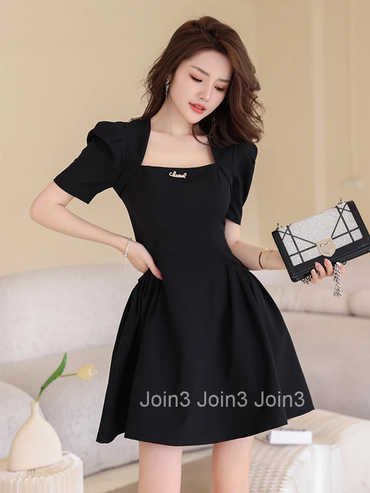 High Quality Summer Fashion Women Evening Dress Chic Vintage Puff Sleeve Slim Folds Mini Party Club Birthday Prom Mujer Vestidos