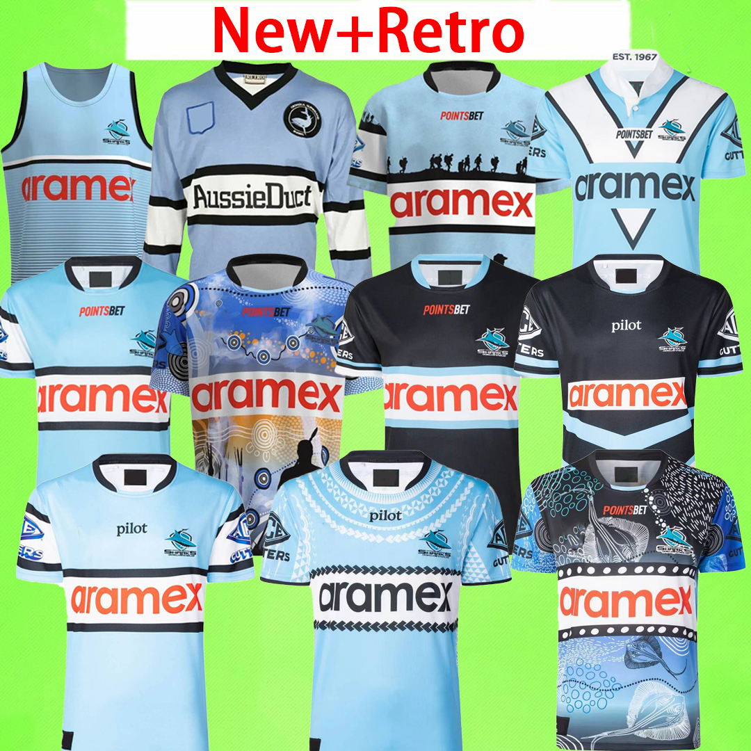 Retro + NEW Sharks HOME RUGBY JERSEY 2025 2026 2027 2028 Sutherland MEN'S TRAINING TEE SHIRT SINGLET SHORTS 25 26 27 28 Size:S-5XL Cronulla