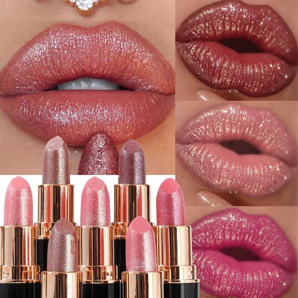 Black Tube Shiny Diamond Lipstick Pearl Moisturizing Glitter Lip Tint Balm Waterproof Lasting Lip Gloss Shimmer Sexy Lip Makeup XJ250623