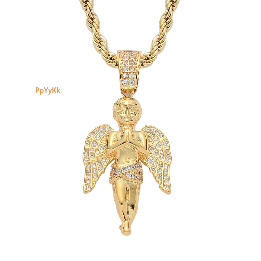 Luxury Hip Hop Religious Angel Pendant 18K Gold Plated Diamond Street Punk Men's Moissanite Necklace Pass the diamond tester