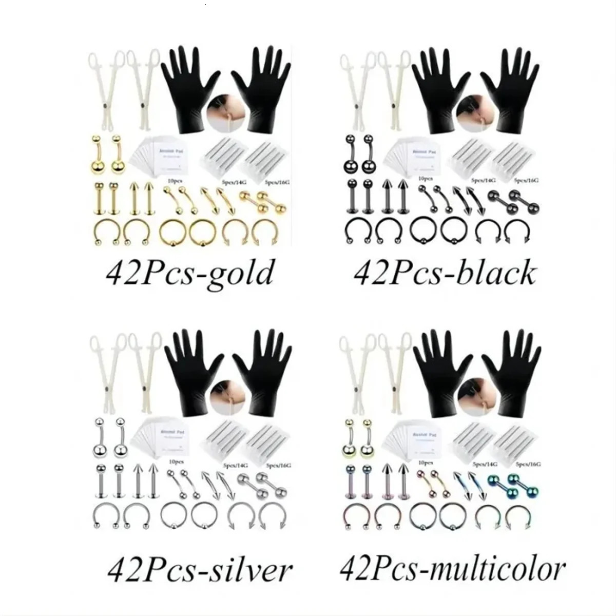 244284Pcs Sterile Ear Piercing KitCartilage Tragus Helix Gun No Pain Piercer Tool Machine Set Stud Jewelry 250613
