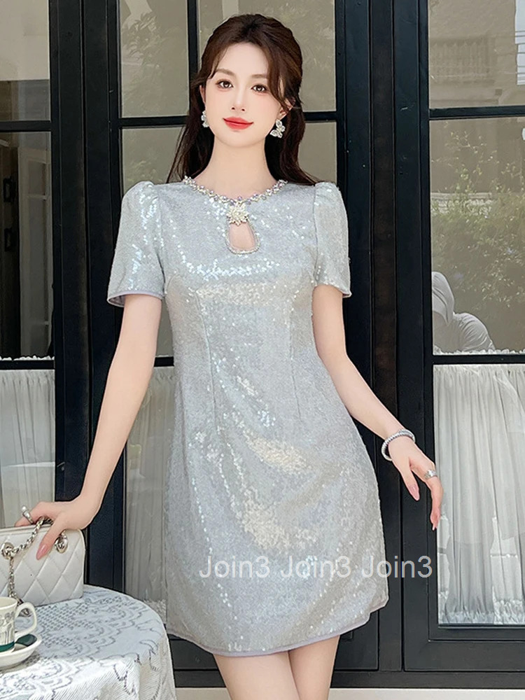 Sparkly Sequin Evening Dress Women Clothes New Summer Elegant Luxury Short Sleeve Slim Mini Short Party Club Prom Vestido Fiesta