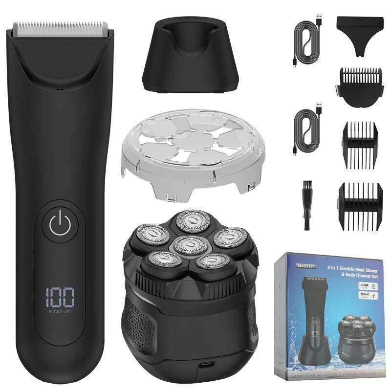RESUXI 177 Men's 2-In-1 Electric Shaver LCD Rechargeable Razor Washing Clipper Dry/Wet Full Body Hair Trimmer