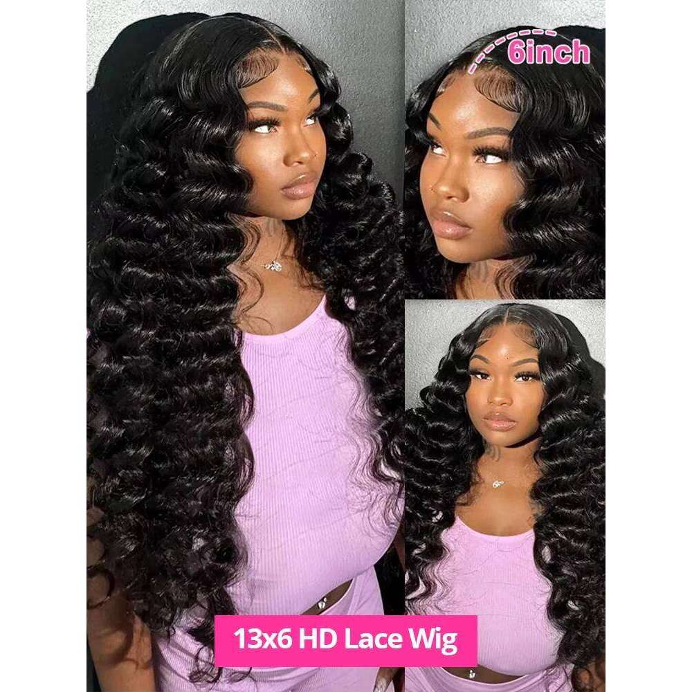 Brazilian 28 30 34Inch 250% Loose Wave Human Hair 13x6 HD Transparent Lace Frontal Wig Pre Plucked For Women