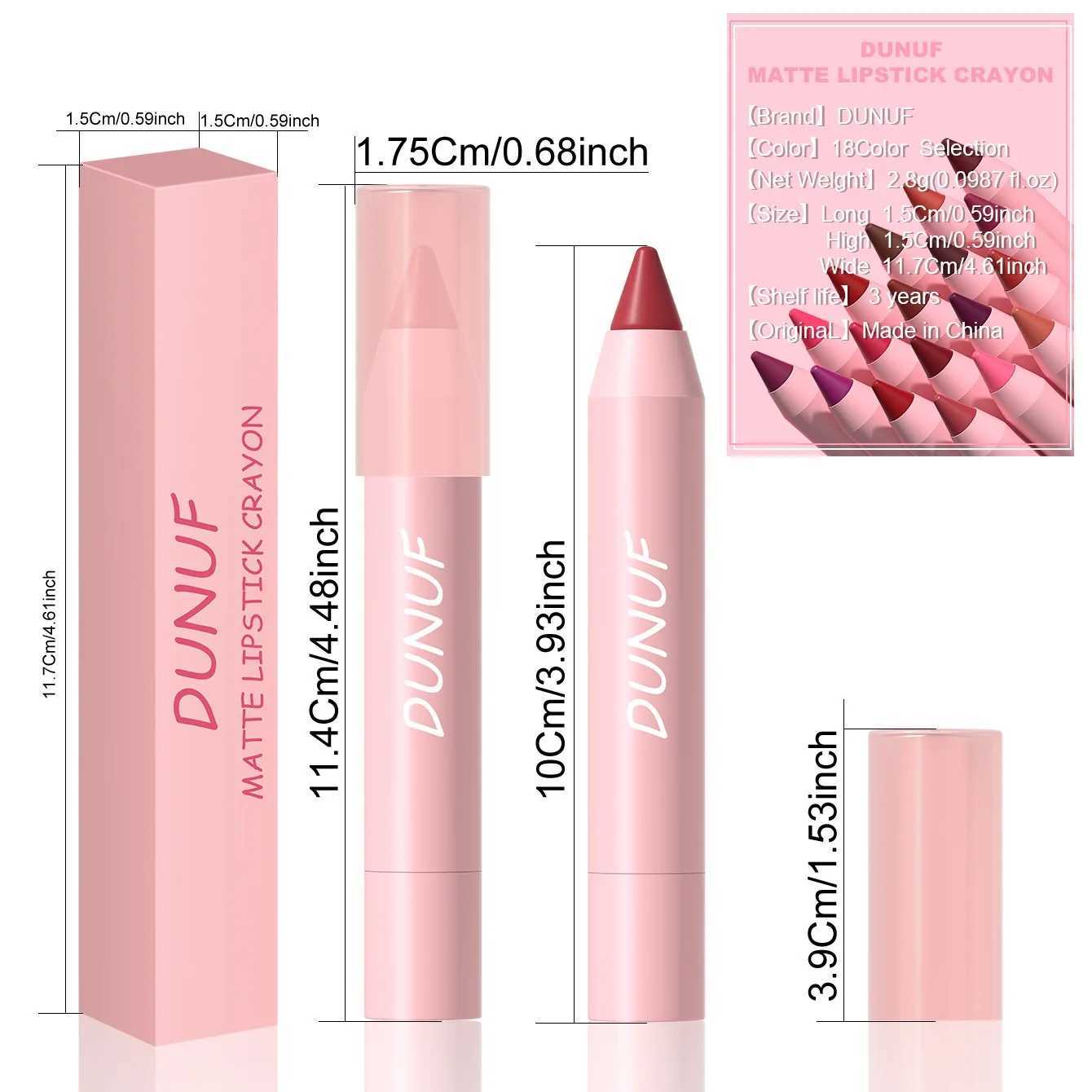 18-Colors Lipstick Pencil Waterproof Sexy Red Matte Contour Tint Lipstick Lasting Non-stick Cup Lipliner Pen Lip Makeup Cosmetic XJ250623