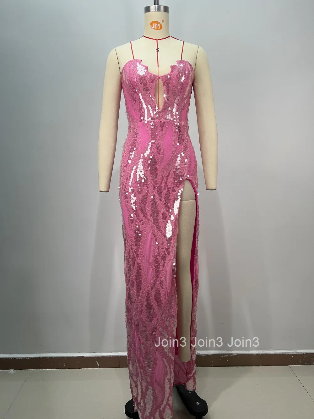 2025 Spring New Style Prom For Women Fashion Sequins Gauze Pink Strapless Dress Sexy High Slit Backless Long Skirt 72h Shipment