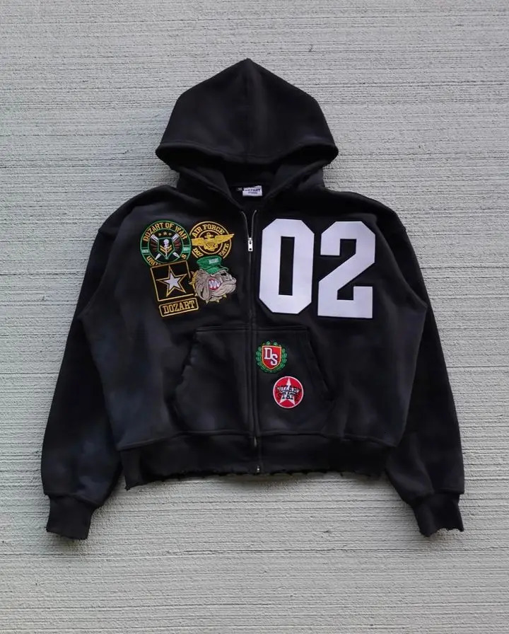 American Zip Hoodie Sweatshirt Y2K Clothes Men Women Harajuku Hip Hop Graphic Print Oversized Hoodie Zipper Long Sleeve Tops 250618