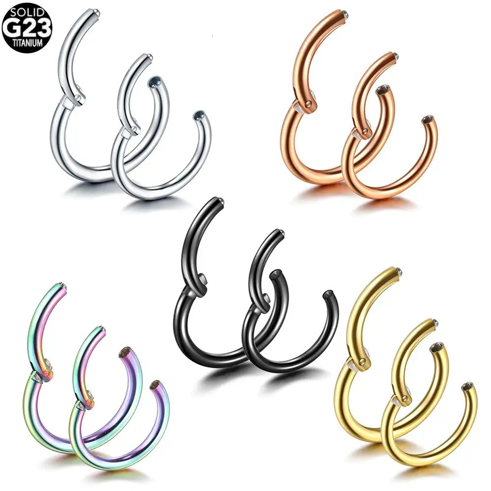 1PC Hinged Segment Ring Nose Septum Clicker Piercing Lip Earrings Helix Eyebrow Tragus Cartilage Piercings Body Jewelry 250613