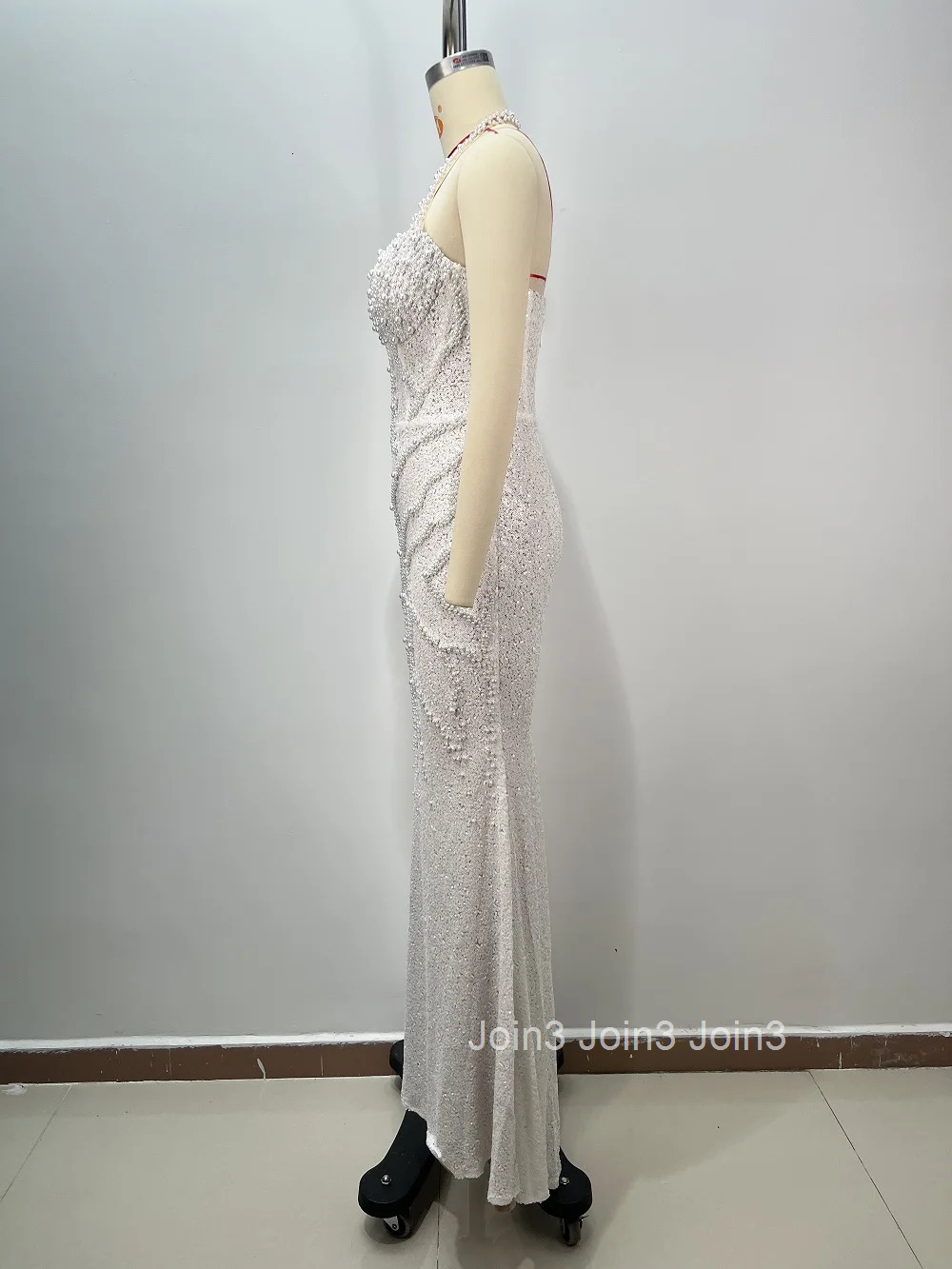 Fashion Embroidered Flares Beading Party Gown Sexy Backless Neck-mounted Dress Chic Sleeveless Long Skirt For Women 72h Shipment