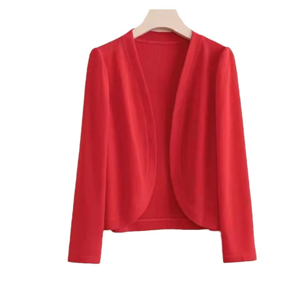 K1109 Summer new style women's long-sleeved solid color ice silk cardigan with shawl to protect against the sun, fashionable and versatile, slim 