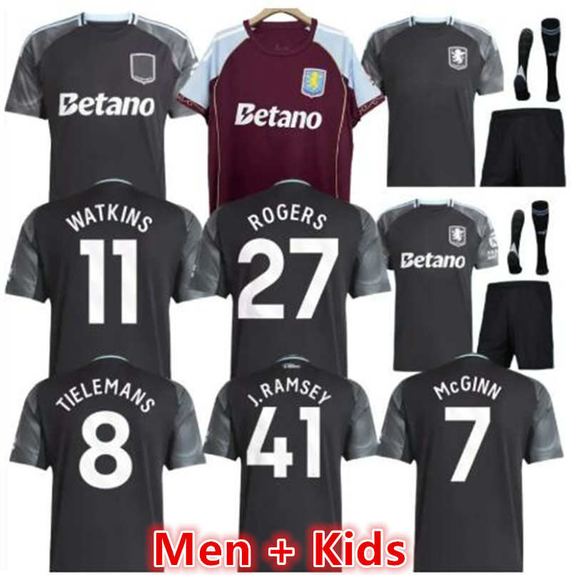 25 26 astson svilas Shirt Kit WATKINS Soccer Jerseys RASHFORD#9 ROGERS men kids football kits top football shirts 150th Aston jersey 2025 villa all