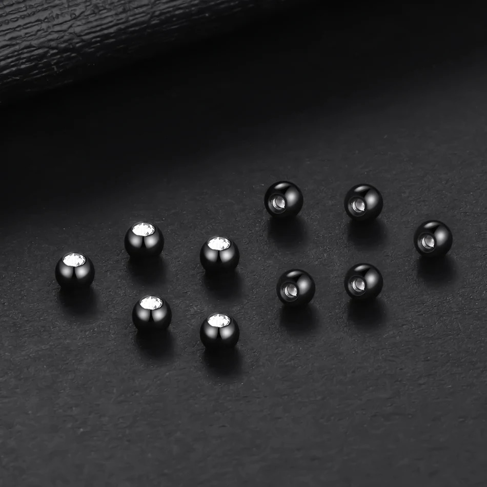 10pcslot Steel CZ Gem Replacement Spare Balls Labret Tongue Ring Ear Belly Eyebrow Piercing Attachment 16G 14G DIY Body Jewelry 250613