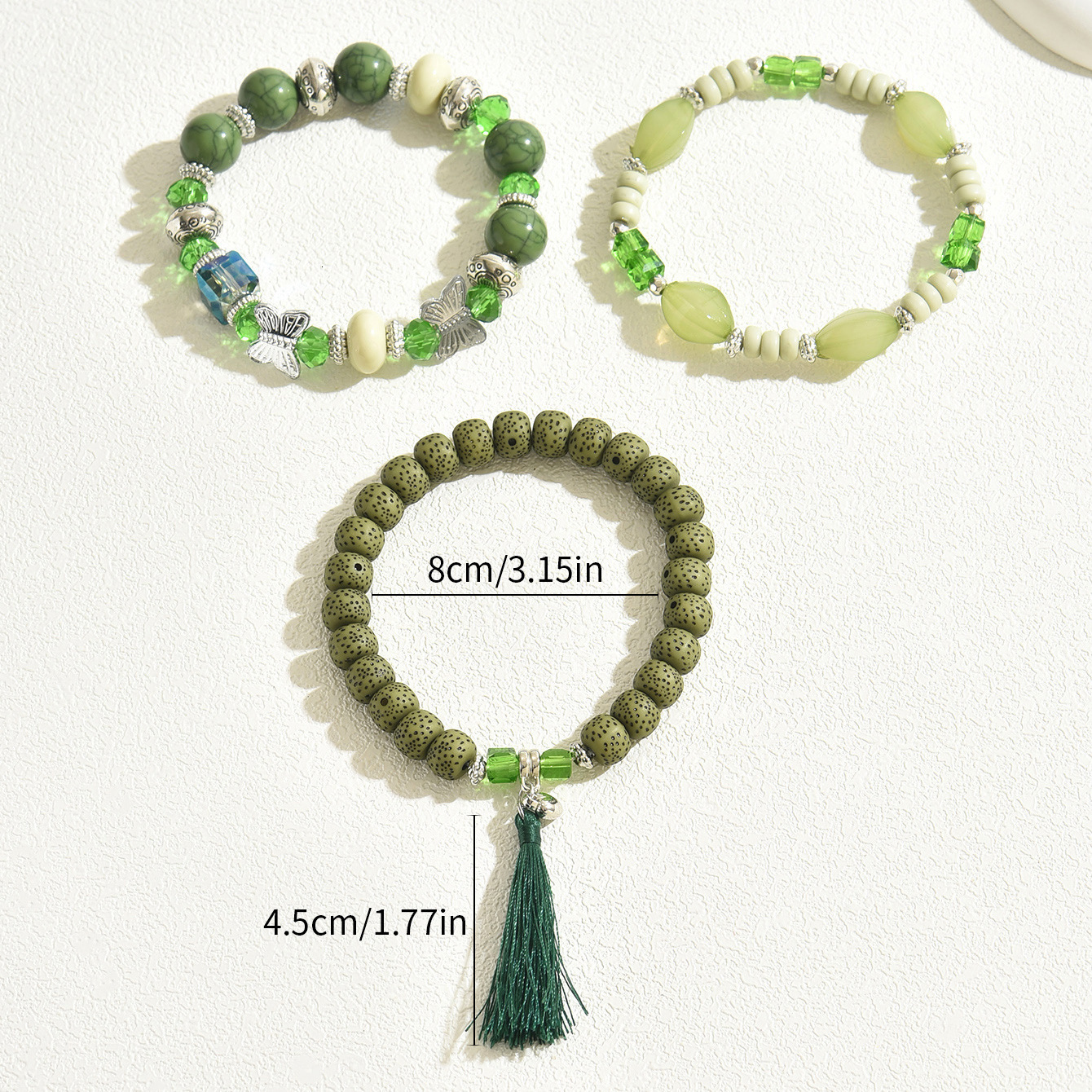 Sweet Fresh Style Women's Beaded Three-Piece Set With Unique Bowknot Design High-End Bracelet