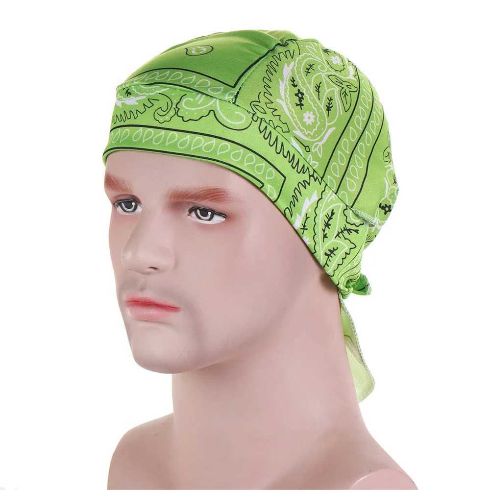 Unisex Men Print Women Bandana Durag Headwear Pirate Cap Wrap Hats Headband Du-Rag Cycling Bike Turban Outdoor Beanies Skullies M250623
