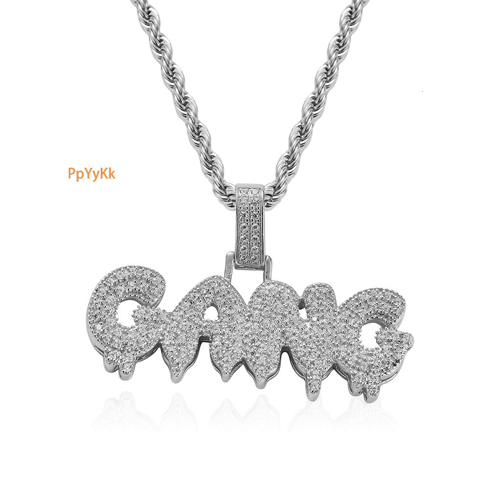Luxury Moissanite Bling Iced Out Letter Hip Hop Pendant Diamond Studded Trendy Necklace Accessory Pass the diamond tester