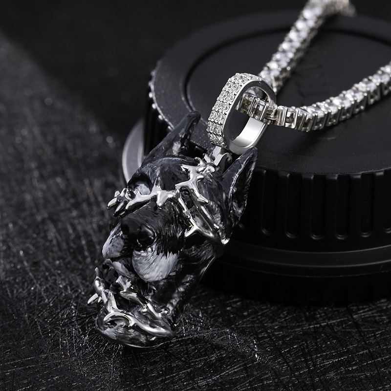 Enamel Doberman Pinscher Pendant Necklace, Oil Glue DIY Jewelry Accessory for Punk Trendy Men Moissanite necklaces