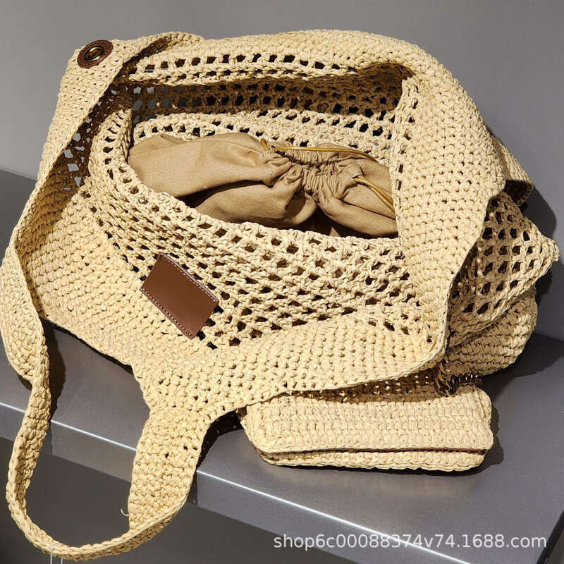 Summer New Raffia Woven Handbag Large Capacity Tote Casual Shoulder Beach Bag for Women